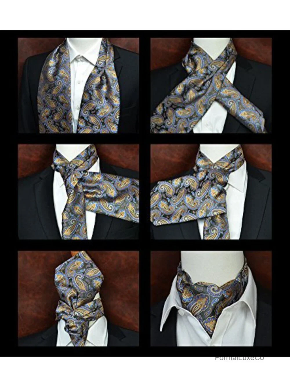 Men's Woven Cravat Ascot Tie Microfiber Polyester Silk Wedding Engagement Gift